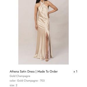 Revelry Athena Satin Dress in Gold Champagne